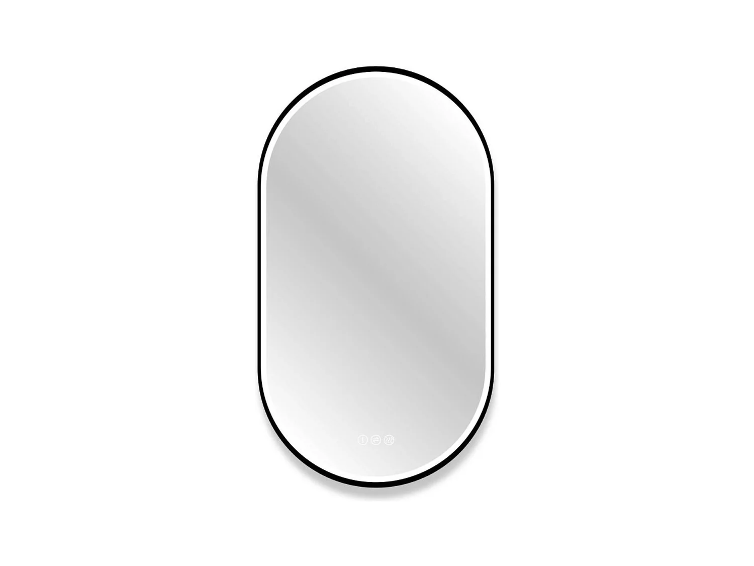Ovaler LED-Spiegel 90x50cm mit schwarzem Aluminiumrahmen LYSEA