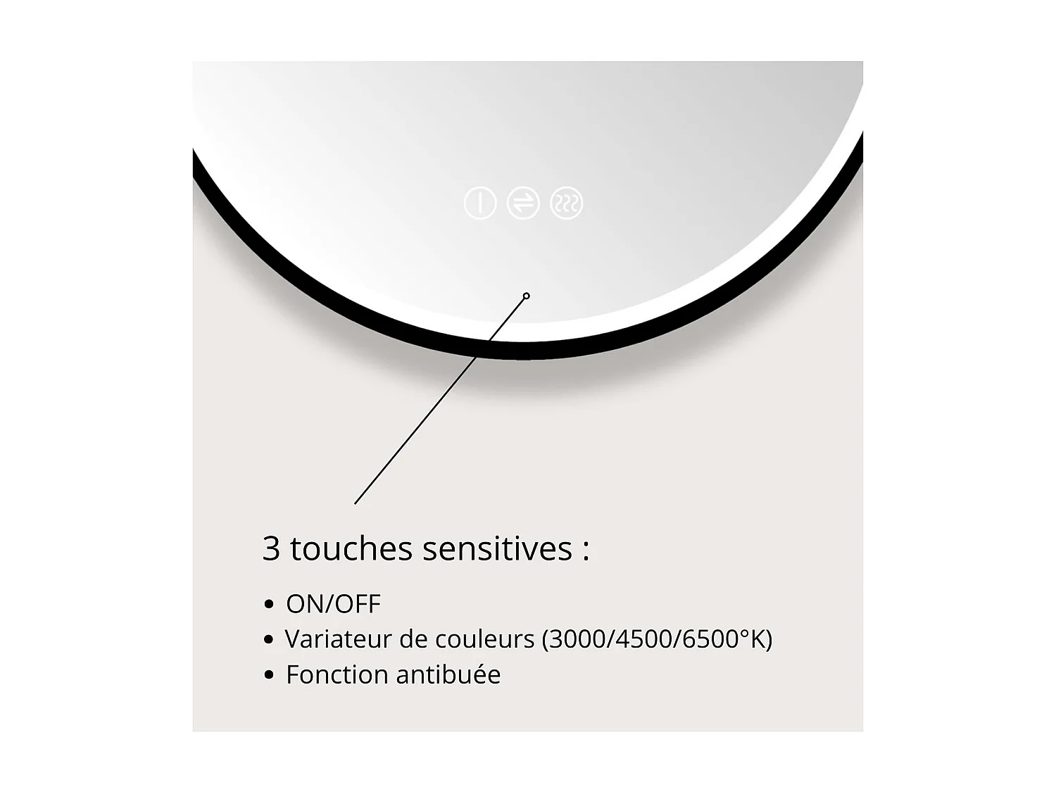 Espejo LED ovalado 90x50cm con marco de aluminio negro LYSEA