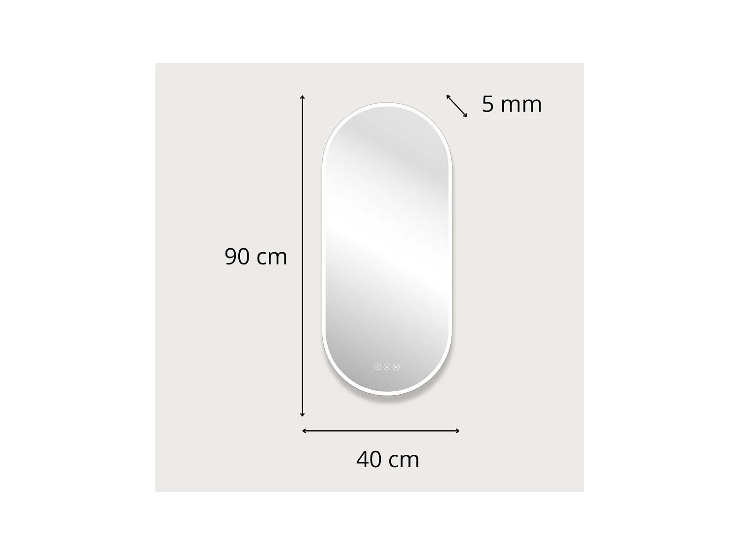 Ovaler LED-Spiegel 90x40cm mit NUVIA-Hintergrundbeleuchtung