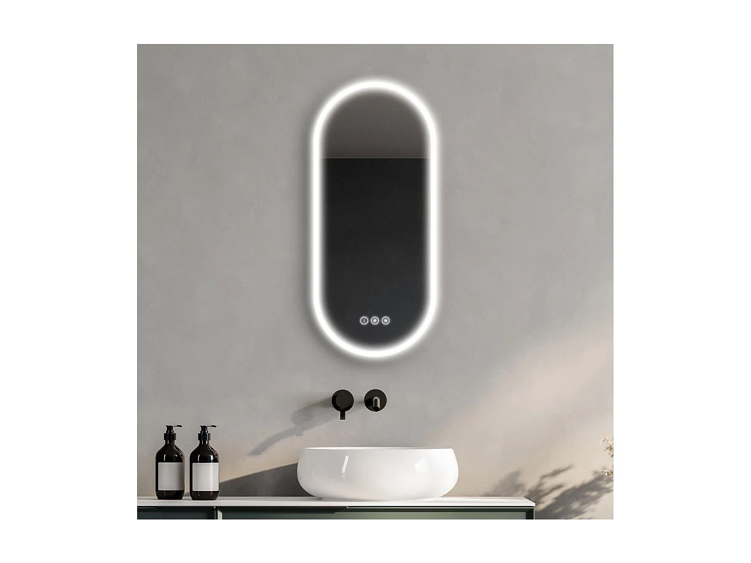 Ovaler LED-Spiegel 90x40cm mit NUVIA-Hintergrundbeleuchtung