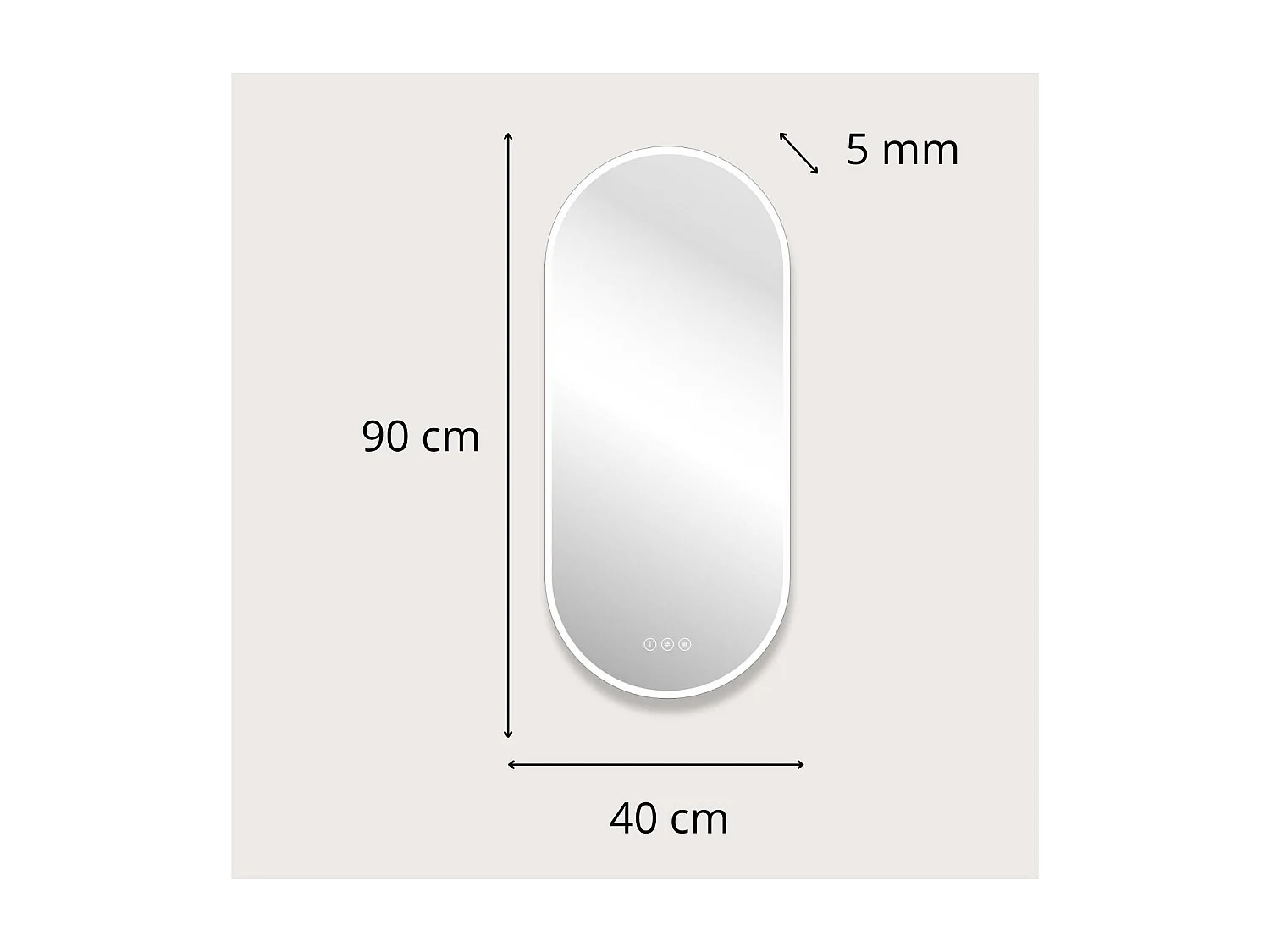 Ovaler LED-Spiegel 90x40cm mit NUVIA-Hintergrundbeleuchtung