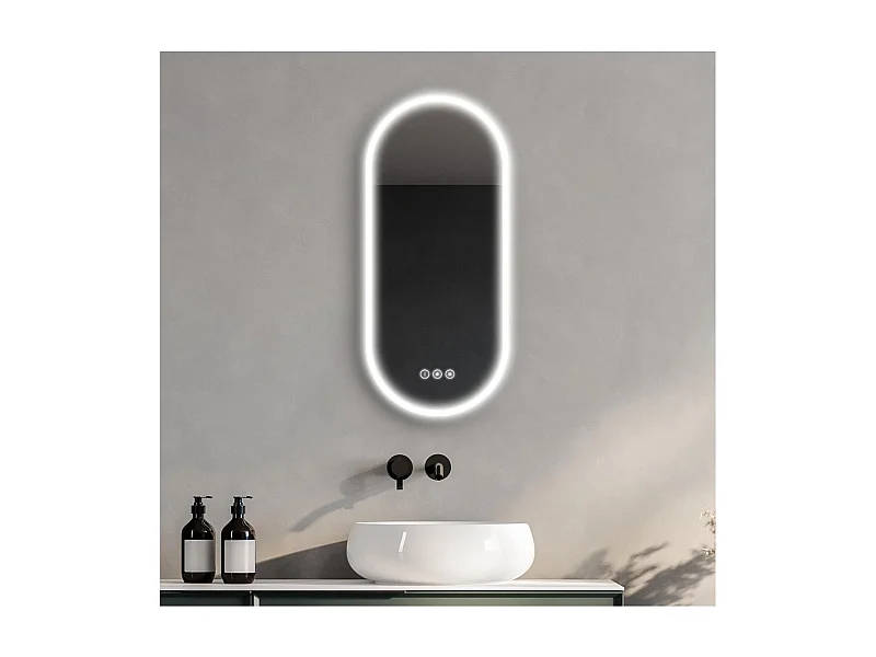 Ovaler LED-Spiegel 90x40cm mit NUVIA-Hintergrundbeleuchtung