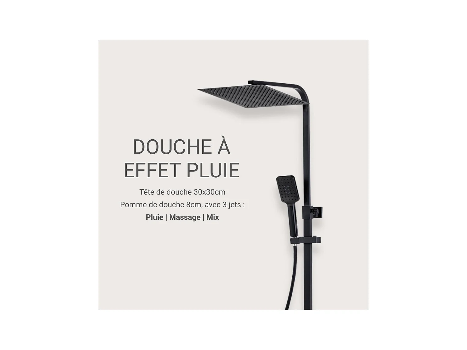 MORK vierkante douchekolom van roestvrij staal