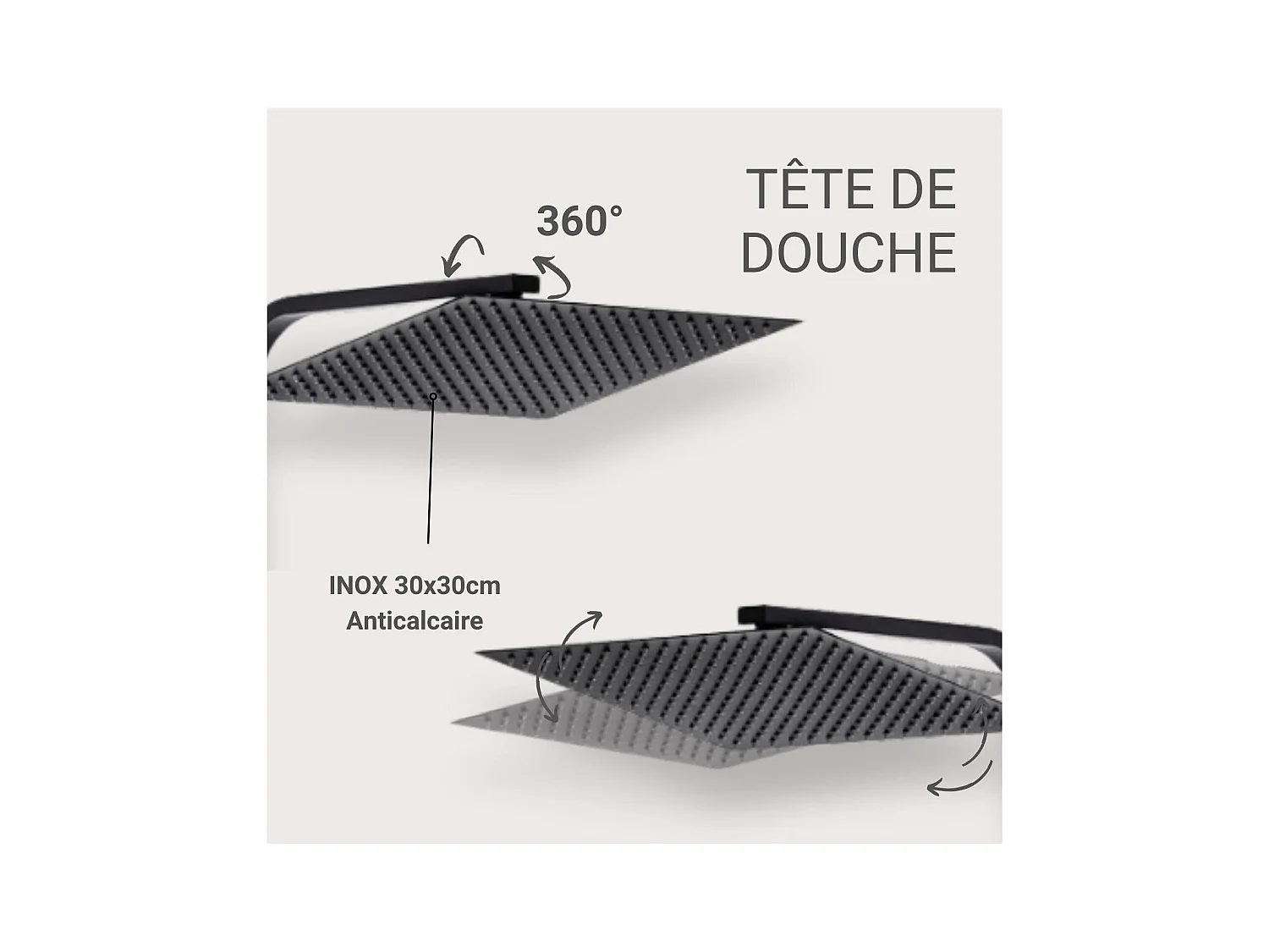 MORK vierkante douchekolom van roestvrij staal