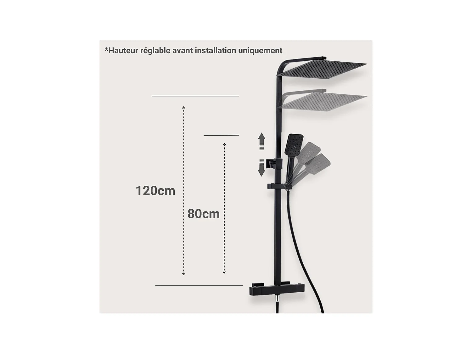 MORK vierkante douchekolom van roestvrij staal