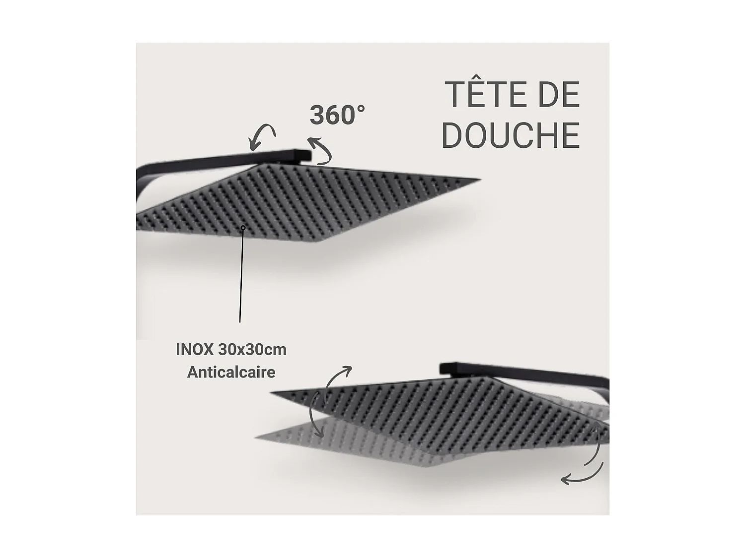 MORK vierkante douchekolom van roestvrij staal