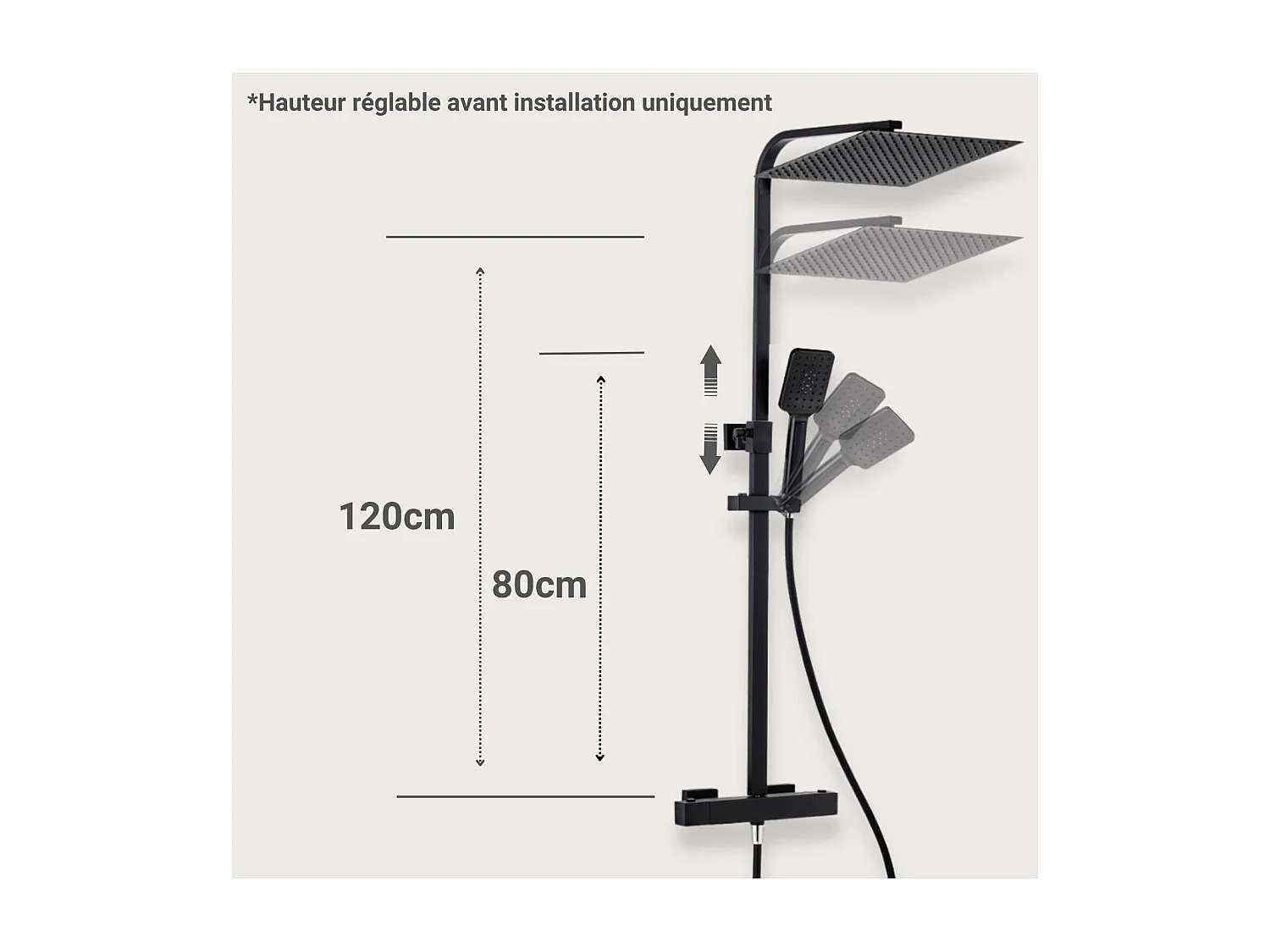 MORK vierkante douchekolom van roestvrij staal