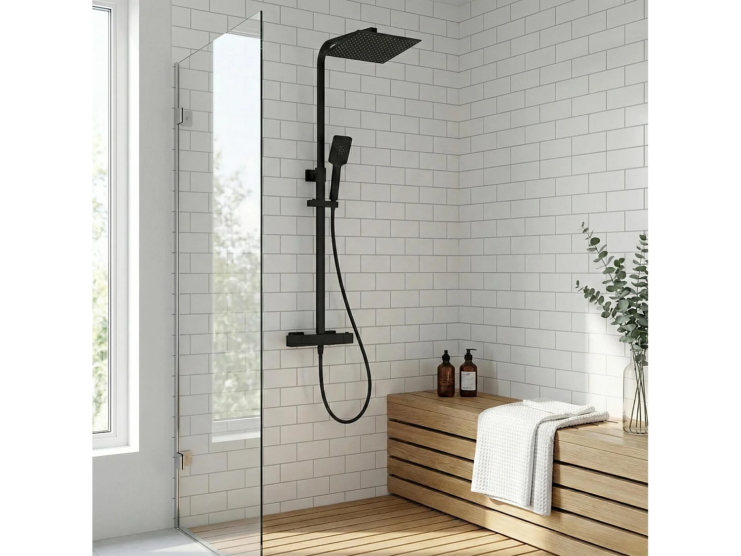 Colonna doccia quadrata in acciaio inox MORK