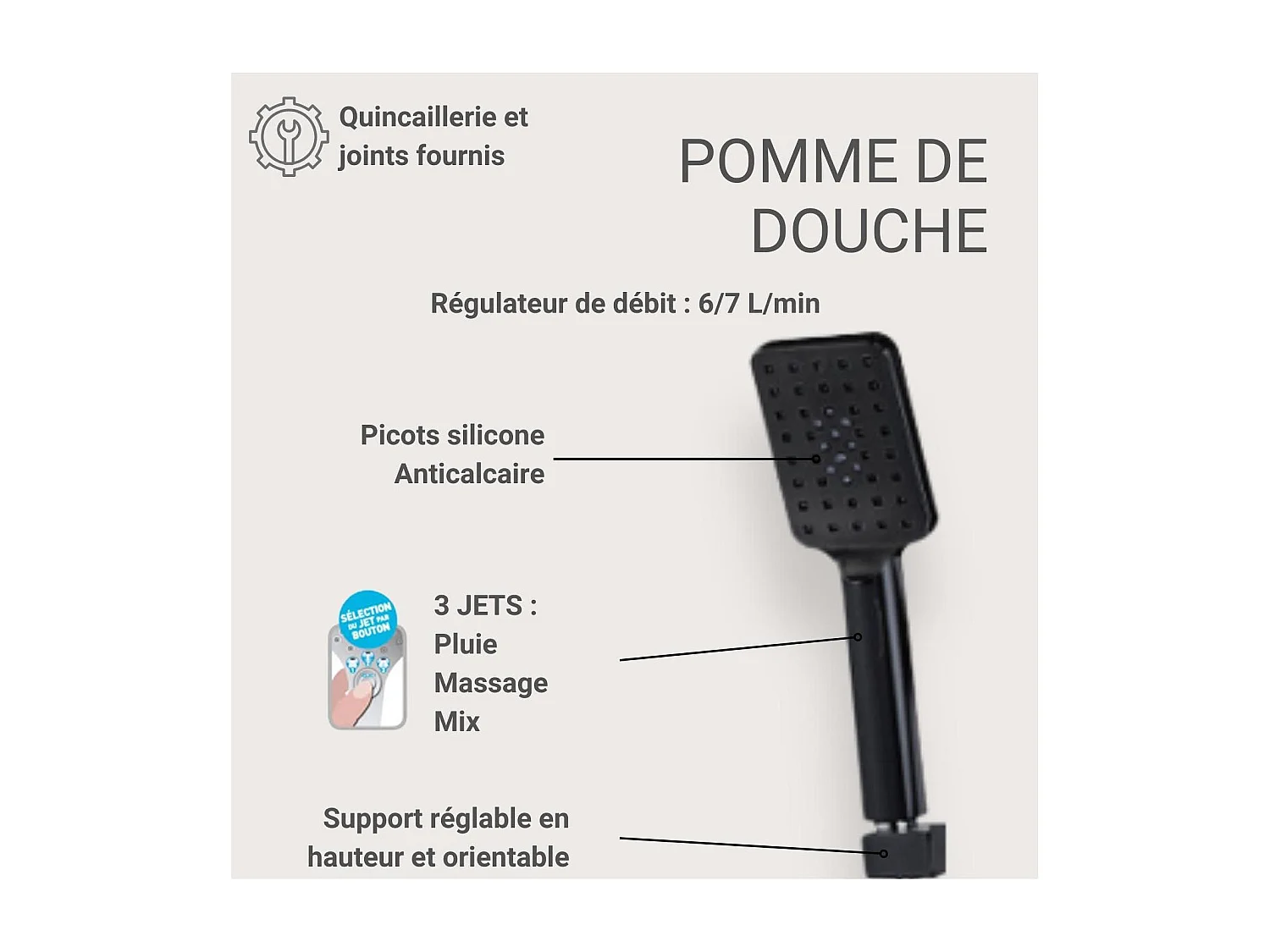 Colonna doccia quadrata in acciaio inox MORK