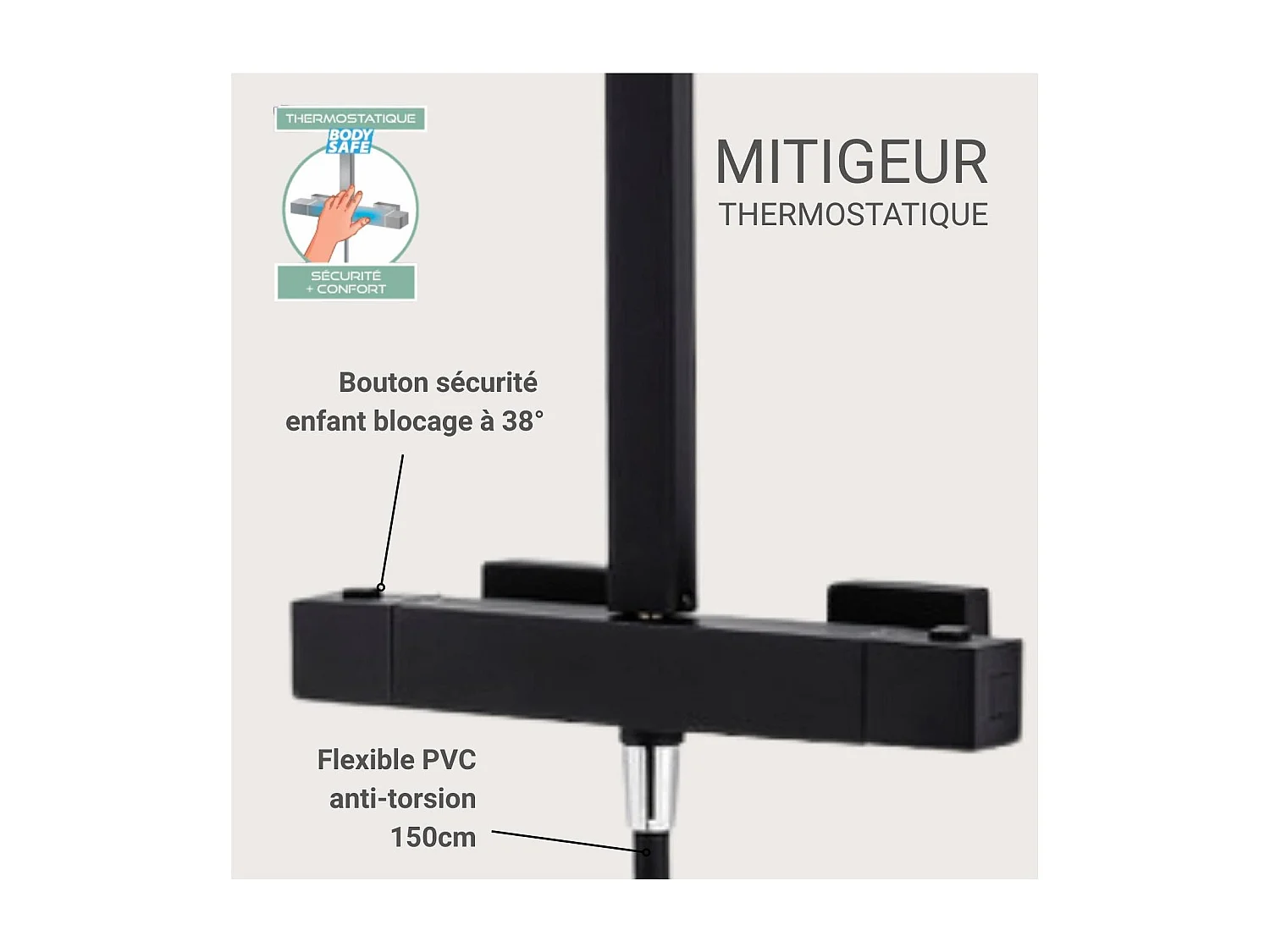 Colonna doccia quadrata in acciaio inox MORK