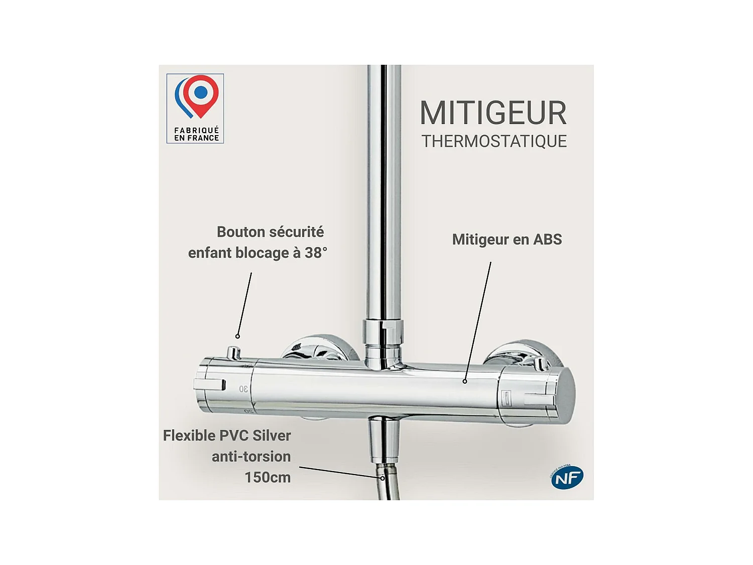 ISHKA ronde chromen douchekolom