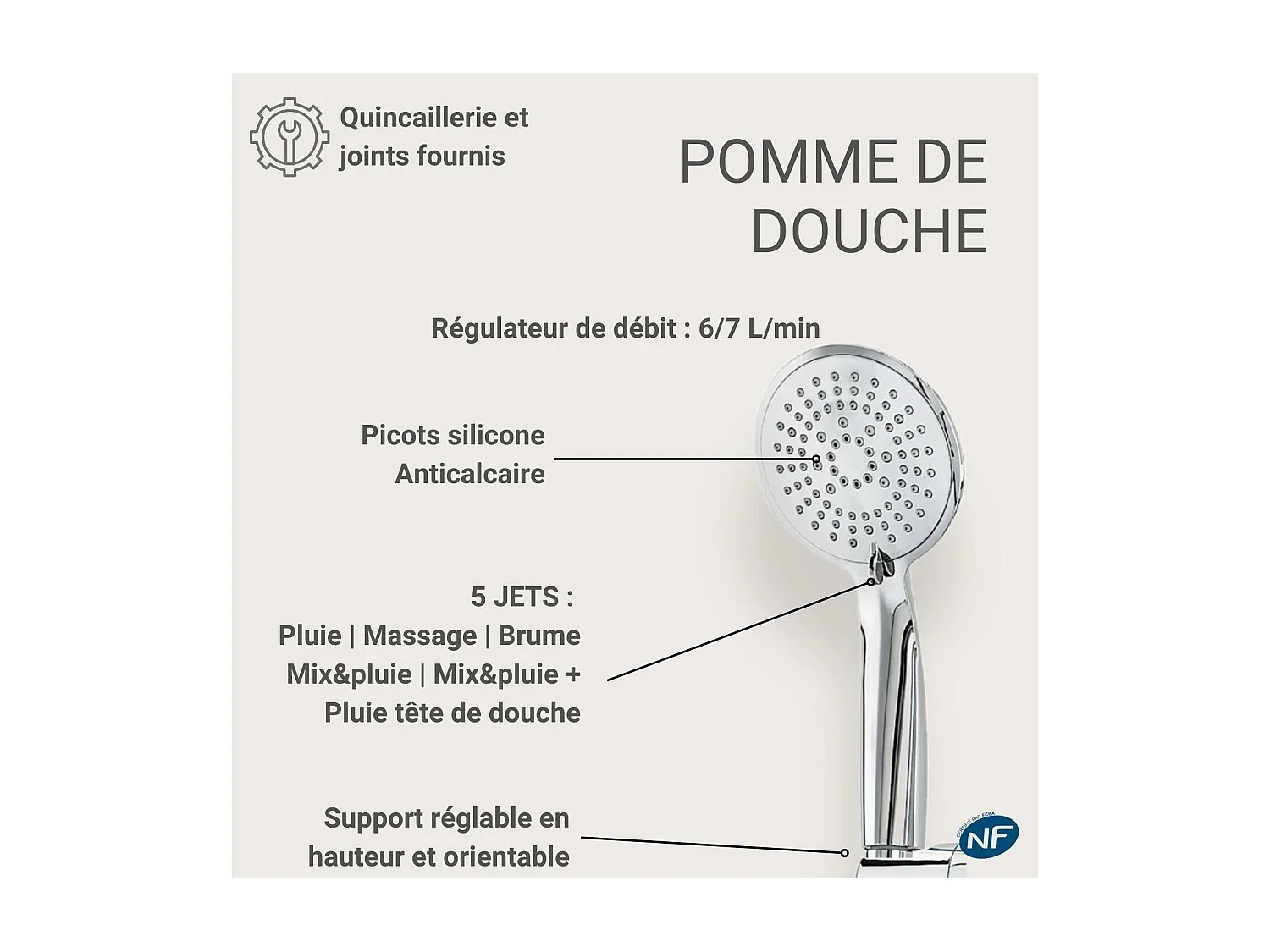 Colonna doccia cromata rotonda ISHKA