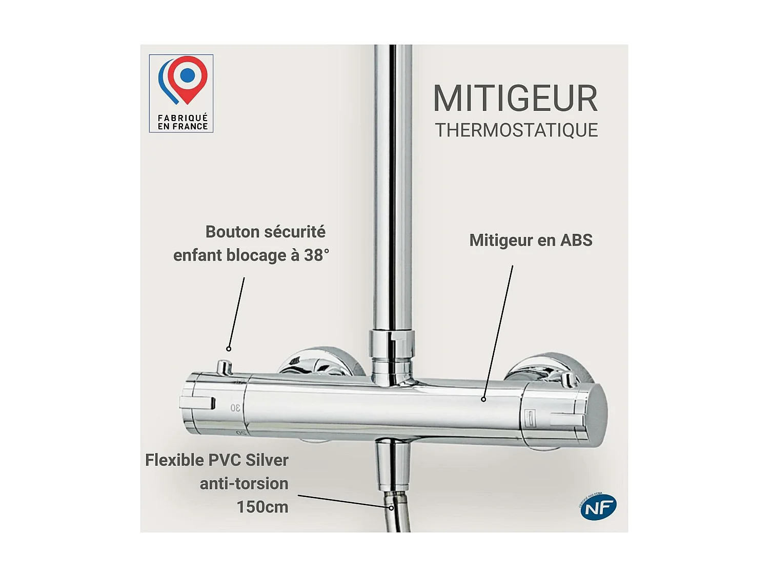 Colonna doccia cromata rotonda ISHKA
