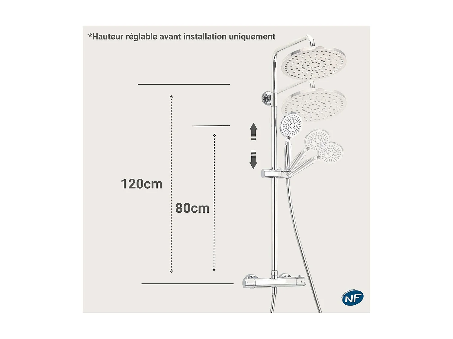 Colonna doccia cromata rotonda ISHKA