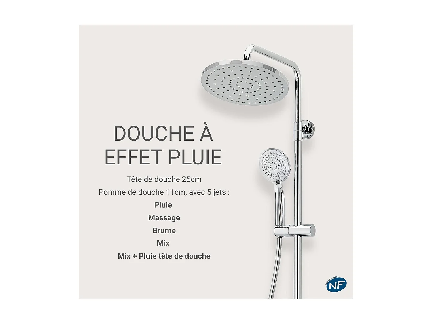 Colonne de douche ronde chromée ISHKA