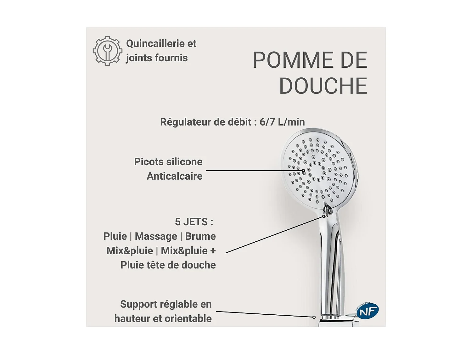 Colonne de douche ronde chromée ISHKA