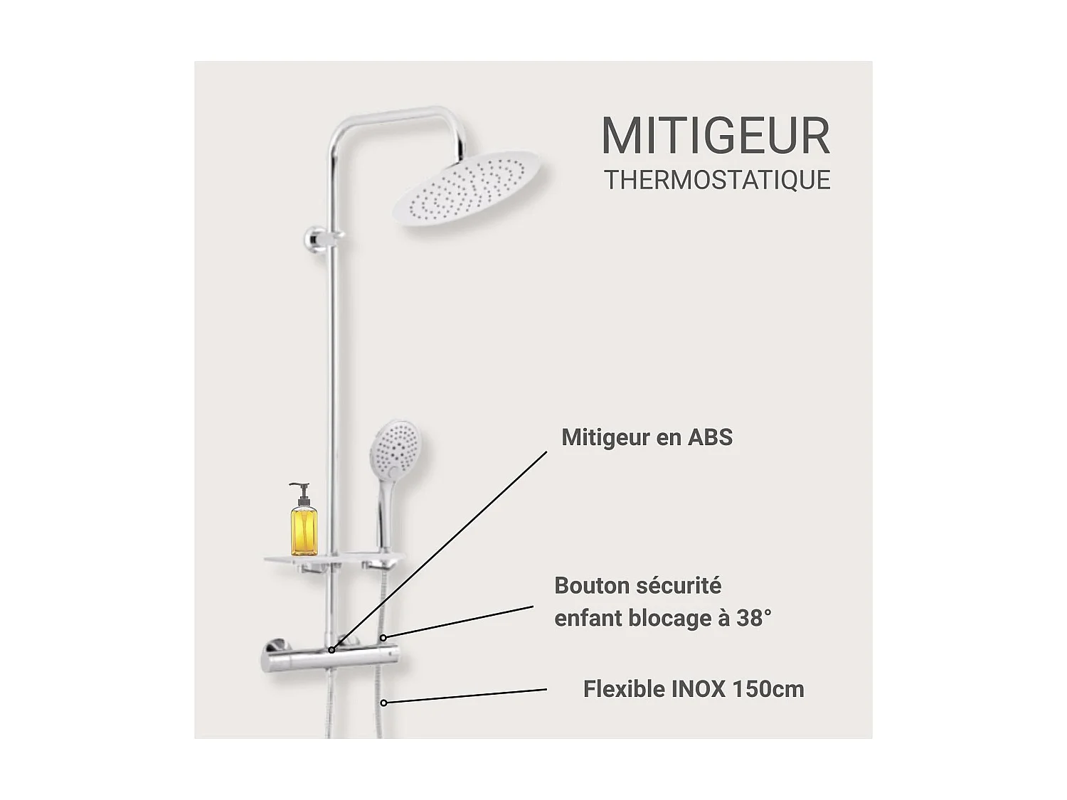 Columna de ducha cromada SOMA