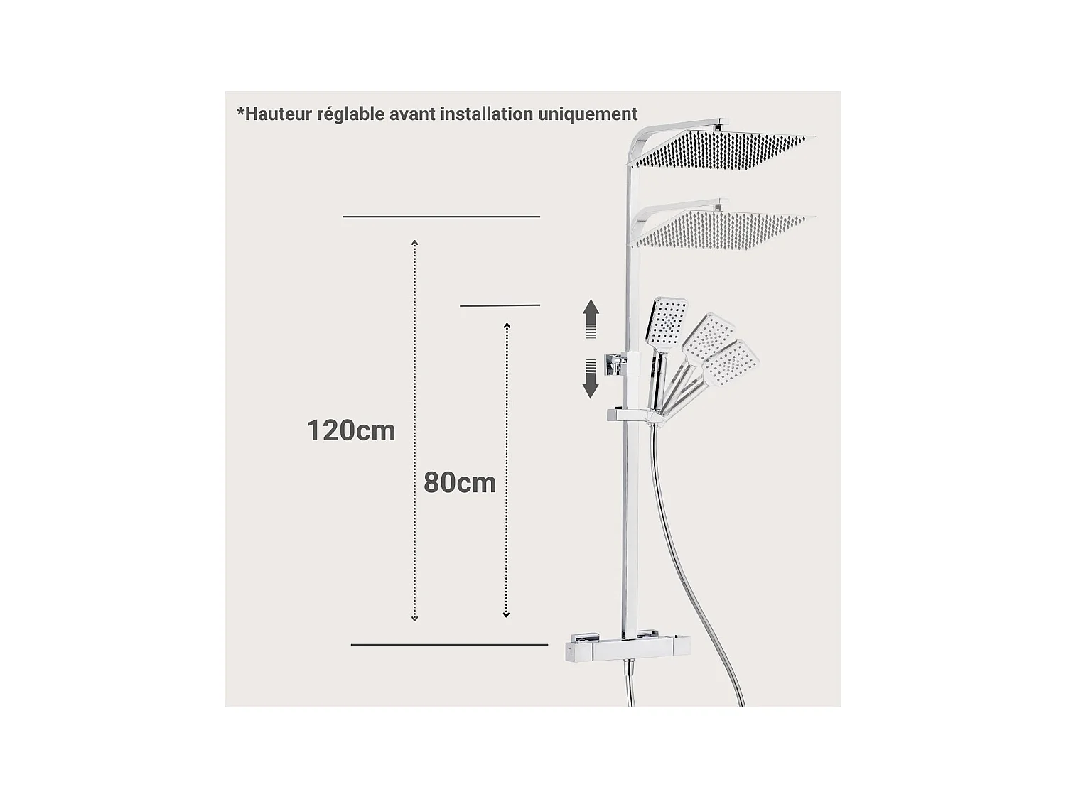Columna de ducha cuadrada de inox MORK