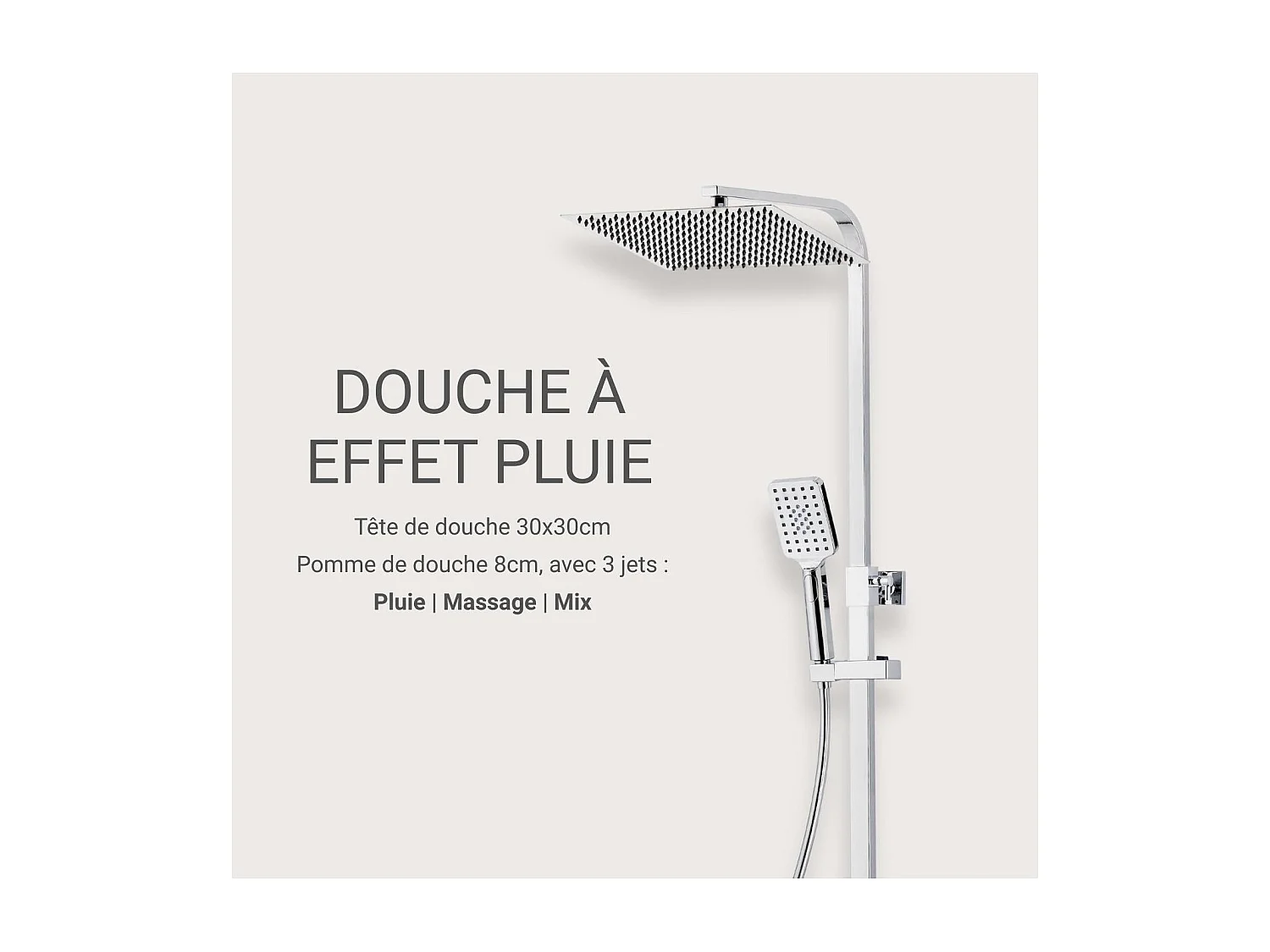 MORK vierkante douchekolom van roestvrij staal