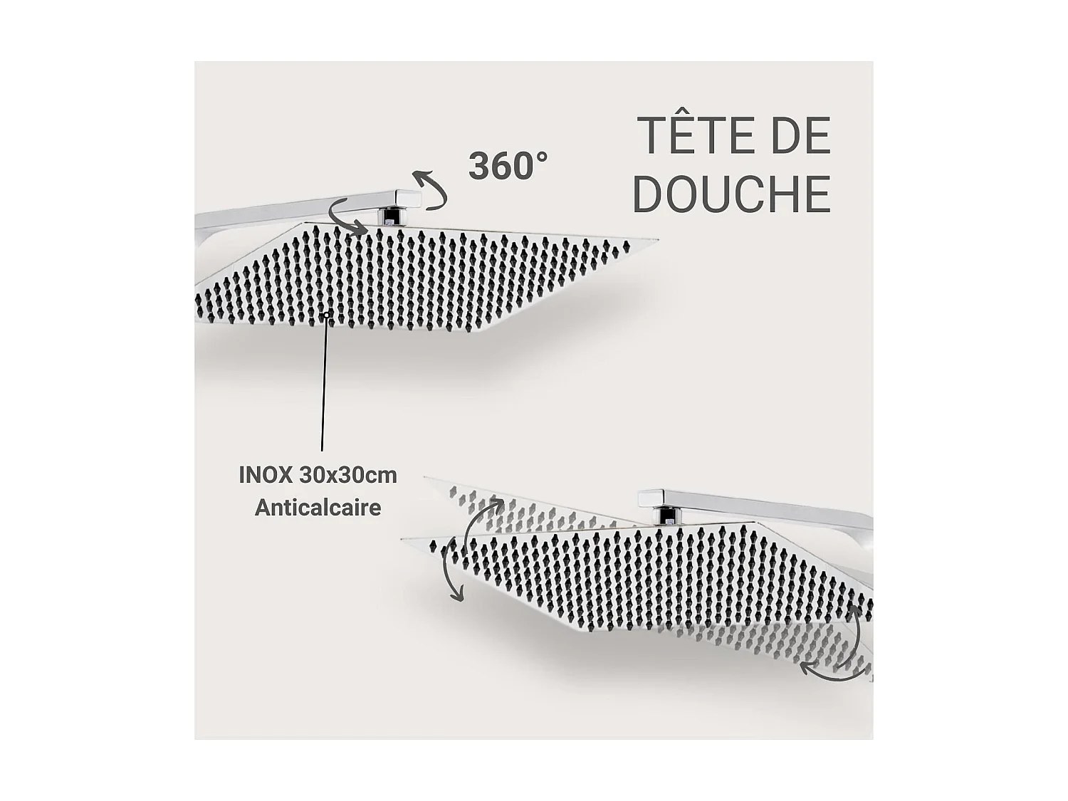 MORK vierkante douchekolom van roestvrij staal