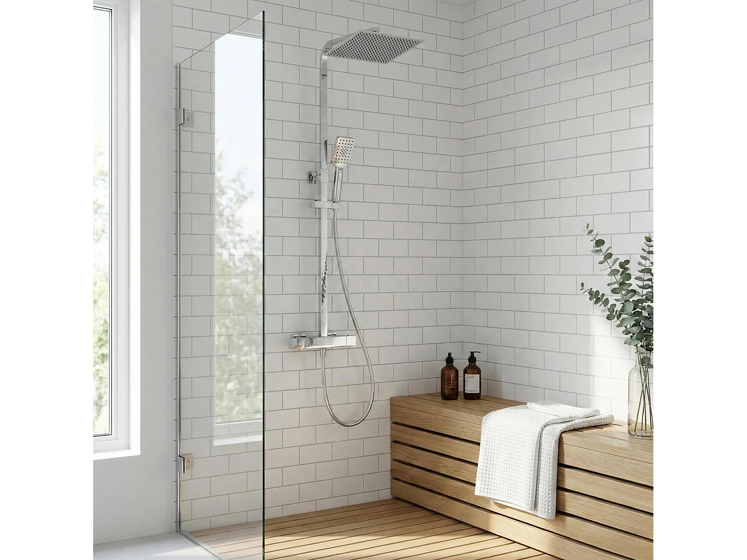 Colonna doccia quadrata in acciaio inox MORK