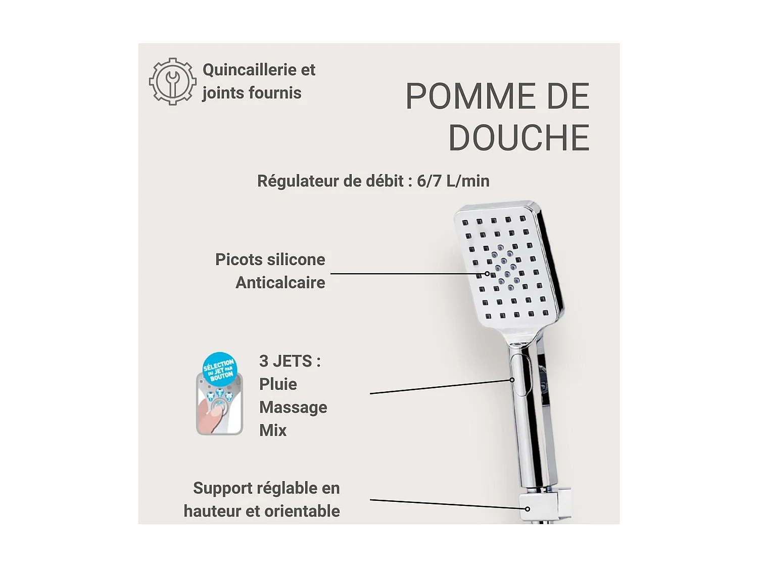 Colonna doccia quadrata in acciaio inox MORK