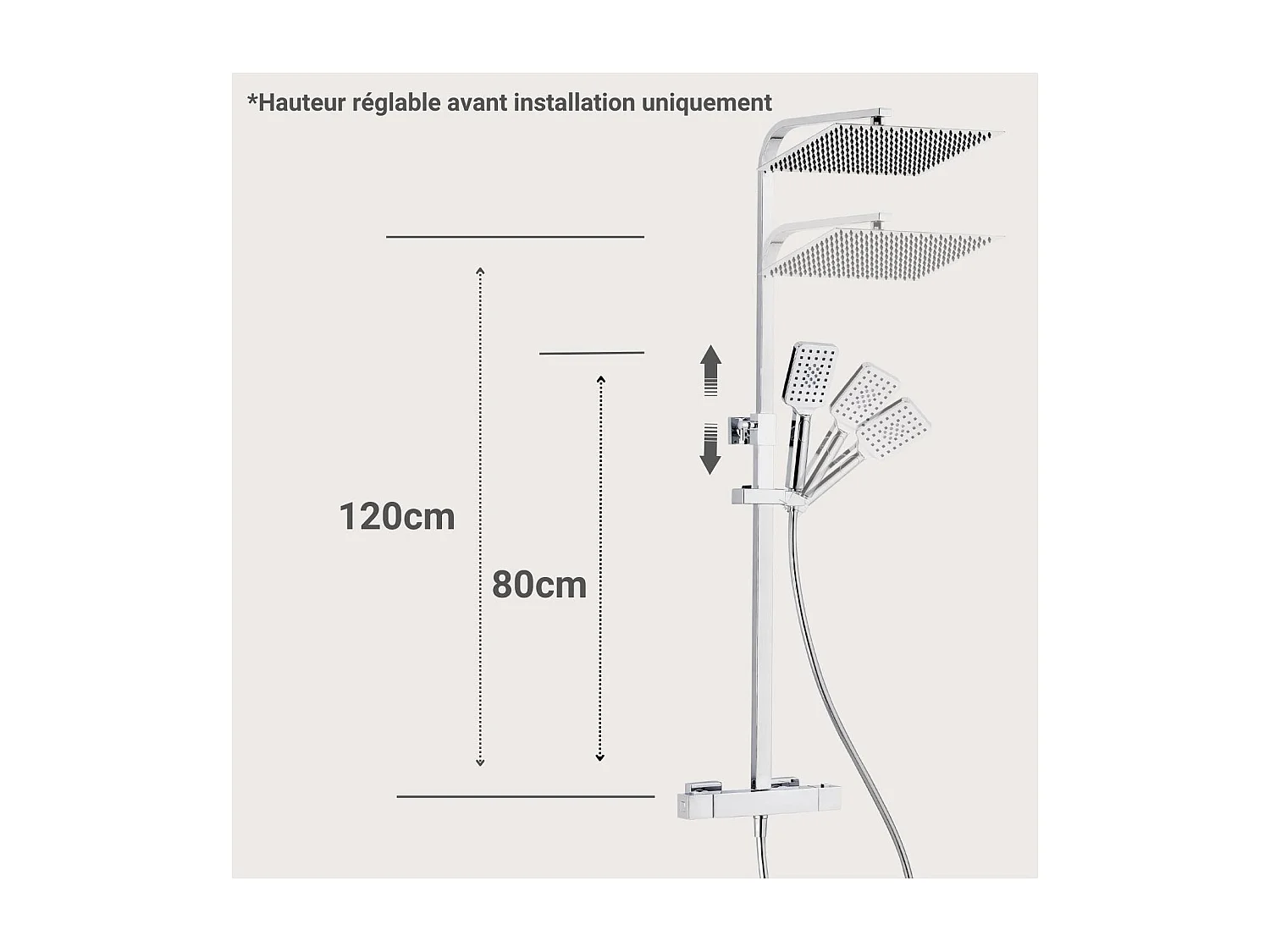 Colonna doccia quadrata in acciaio inox MORK