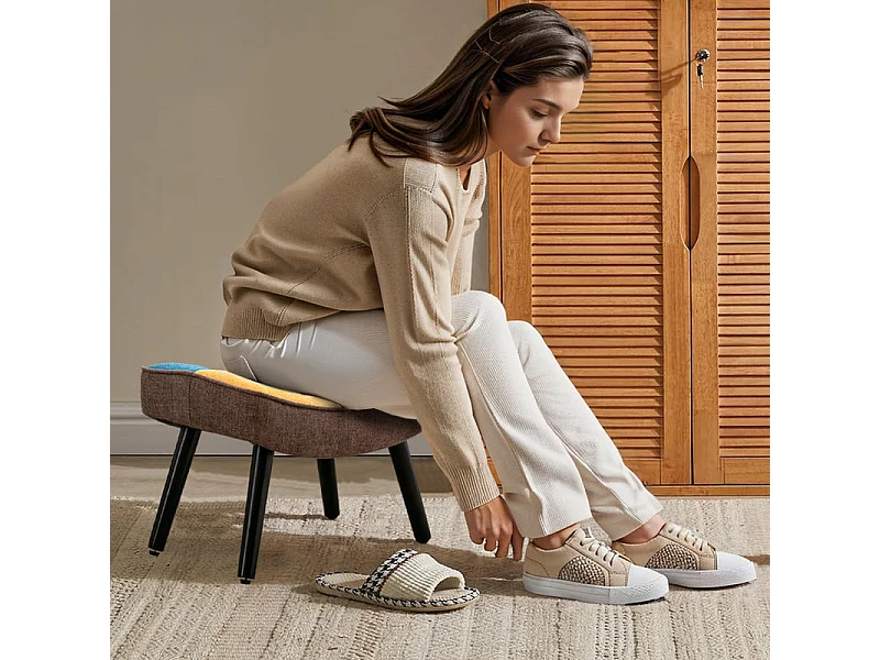 Tabouret patchwork, fauteuil à oreilles, fauteuil à bascule, tabouret décoratif