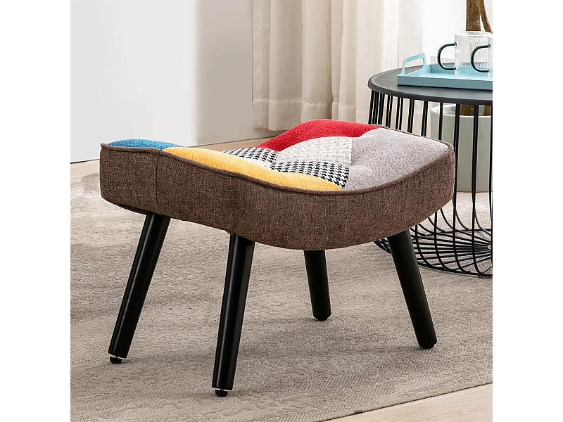 Patchwork fauteuil, kruk, oorfauteuil, schommelstoel, decoratieve accentpoef