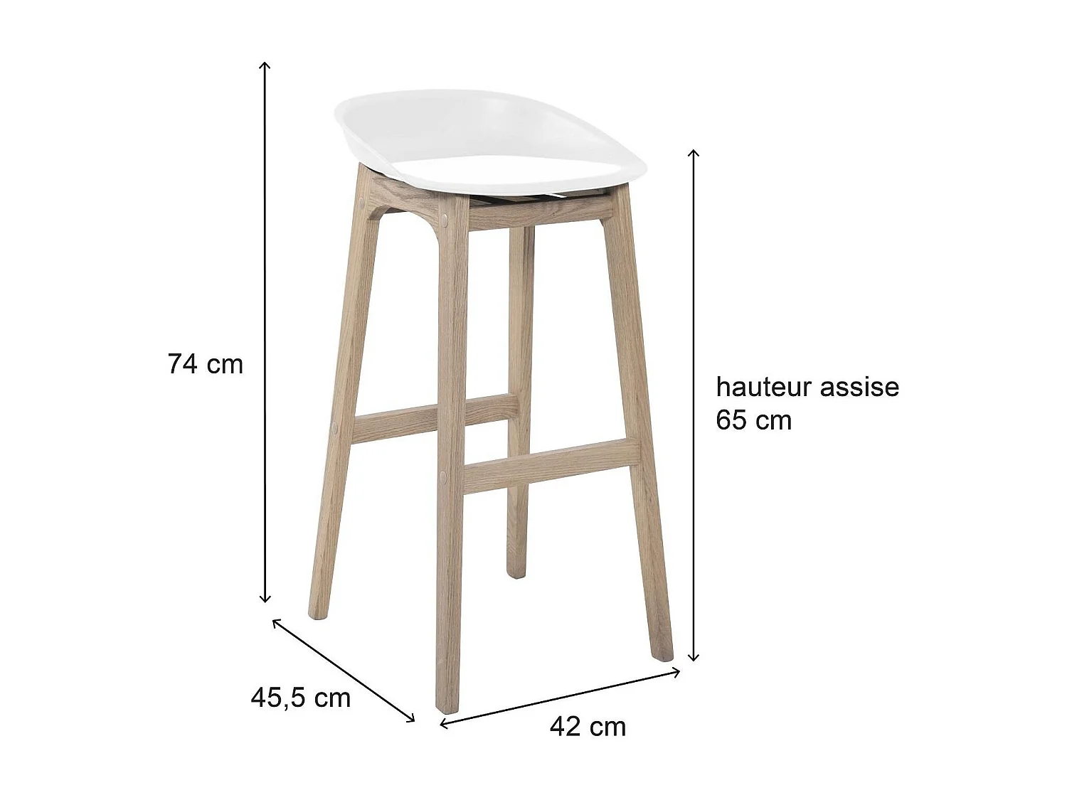 Satz von 65 cm RIVA Barhockern aus Holz