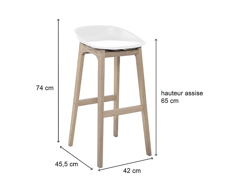Komplet 65cm drewnianych krzeseł barowych RIVA