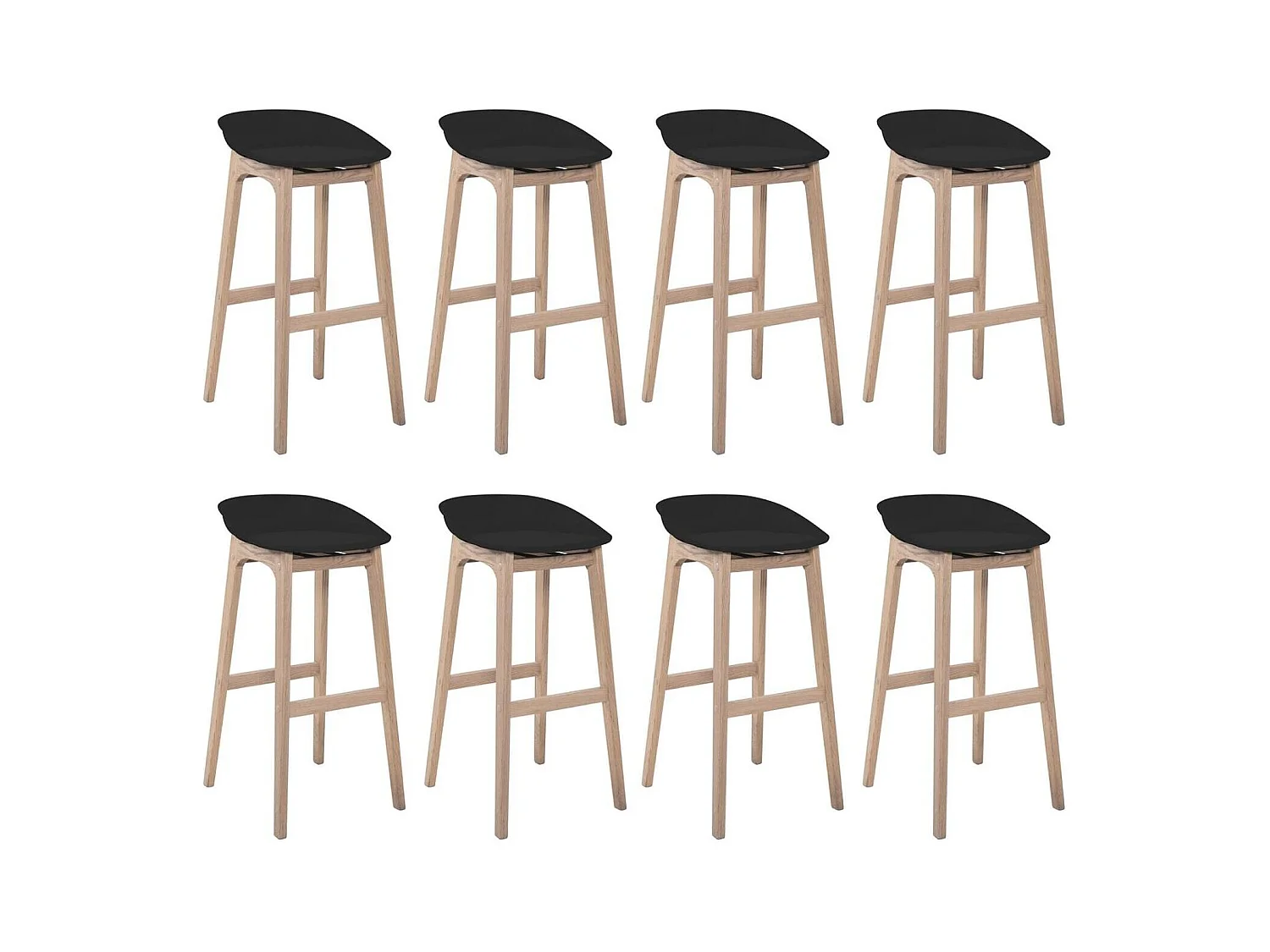 Satz von 65 cm RIVA Barhockern aus Holz