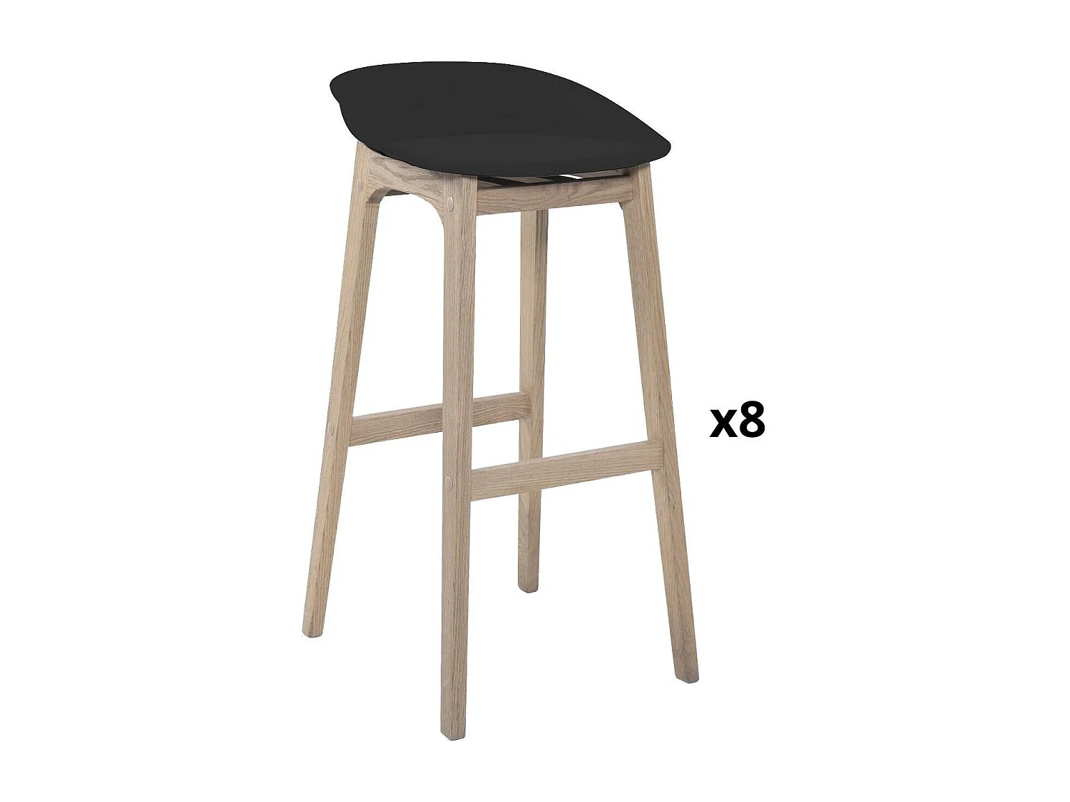 Lot de chaises d'îlot et bar en chêne et assise plastique H65cm
