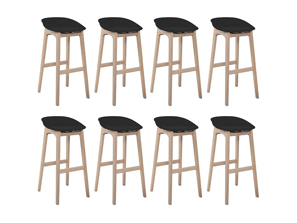 Lot de chaises d'îlot et bar en chêne et assise plastique H65cm