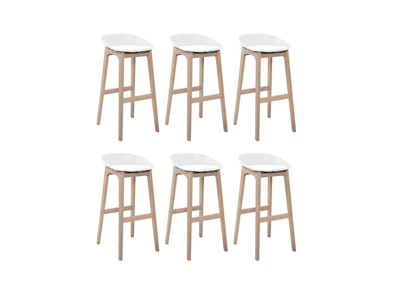Lot de chaises d'îlot et bar en chêne et assise plastique H65cm