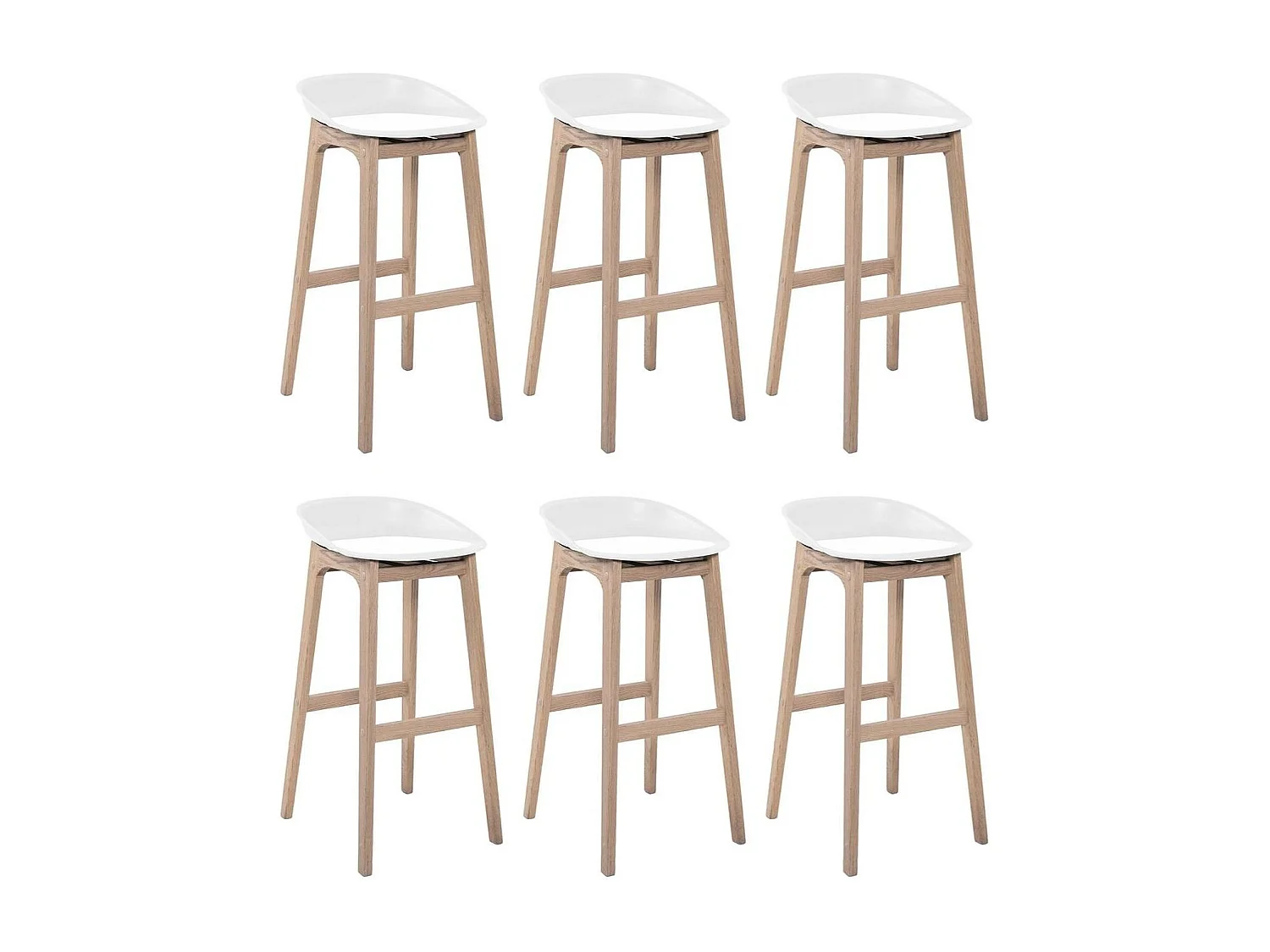 Lot de chaises d'îlot et bar en chêne et assise plastique H65cm