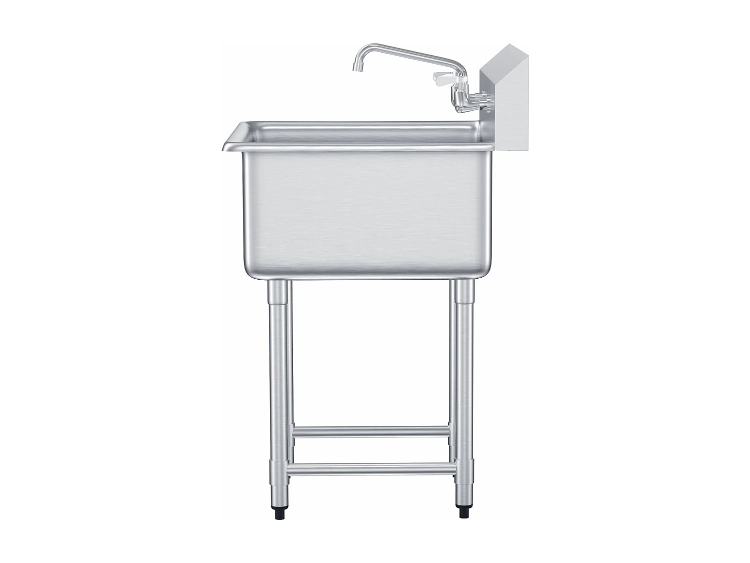 Évier Utilitaire, SucceBuy Évier de Cuisine et de Préparation Commercial à 1 Compartiment avec Dosseret en Acier Inoxydable