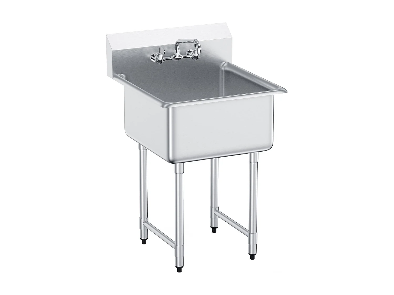 Évier Utilitaire, SucceBuy Évier de Cuisine et de Préparation Commercial à 1 Compartiment avec Dosseret en Acier Inoxydable