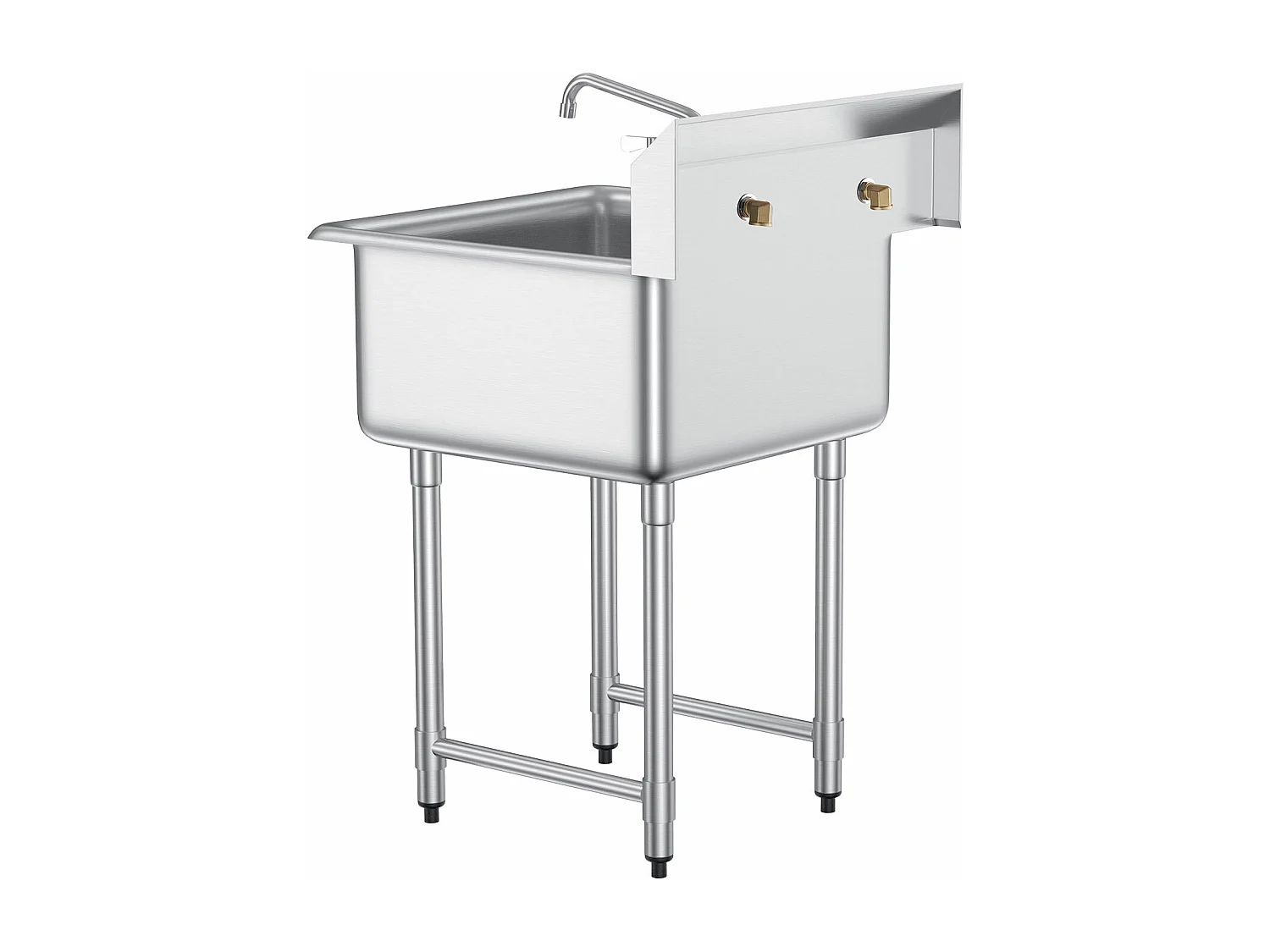 Évier Utilitaire, SucceBuy Évier de Cuisine et de Préparation Commercial à 1 Compartiment avec Dosseret en Acier Inoxydable