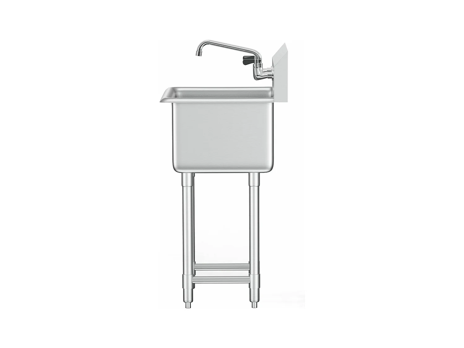 Évier Utilitaire, SucceBuy Évier Utilitaire et de Préparation 45.7x104.1CM 1 Compartiment avec Dosseret en Acier Inoxydable