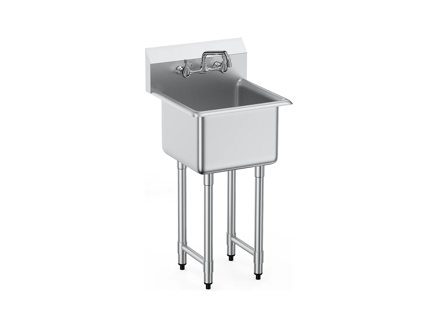 Utility Sink, SucceBuy 45.7x104.1CM Utility Sink met 1 Compartiment en RVS Achterwand