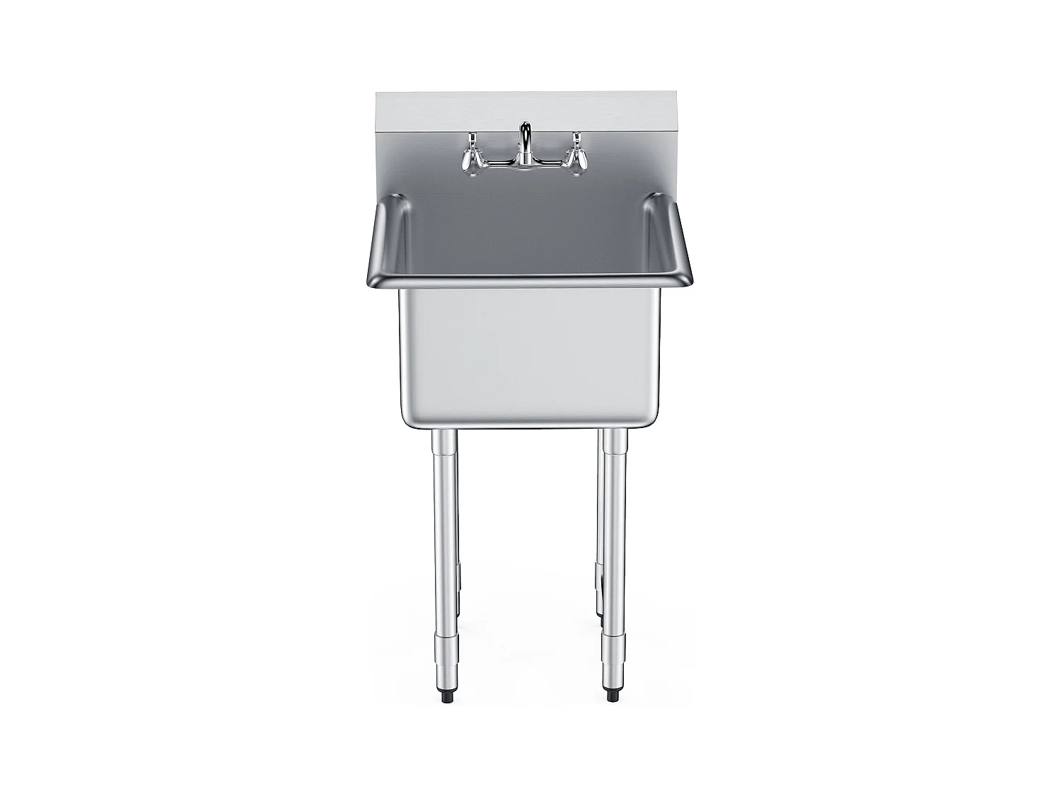 Évier Utilitaire, SucceBuy Évier Utilitaire et de Préparation 53.3x104.1CM 1 Compartiment avec Dosseret en Acier Inoxydable