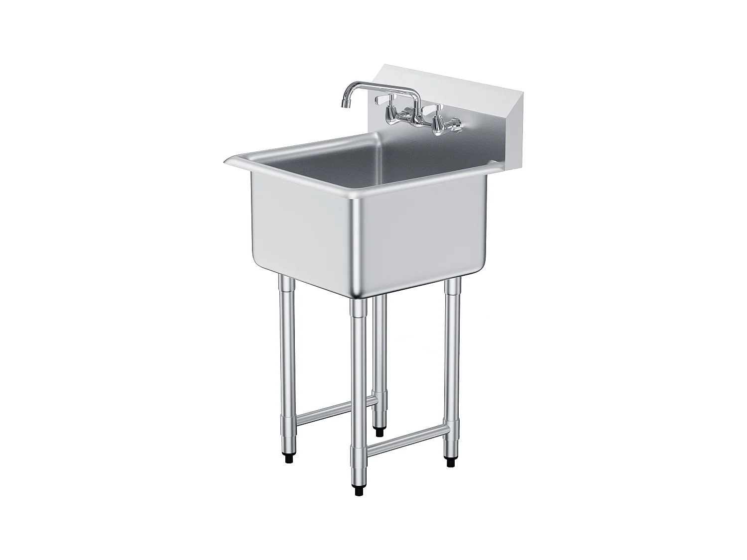 Utility Sink, SucceBuy 53.3x104.1CM 1-compartiment Utility en Prep Sink met Roestvrijstalen Achterwand