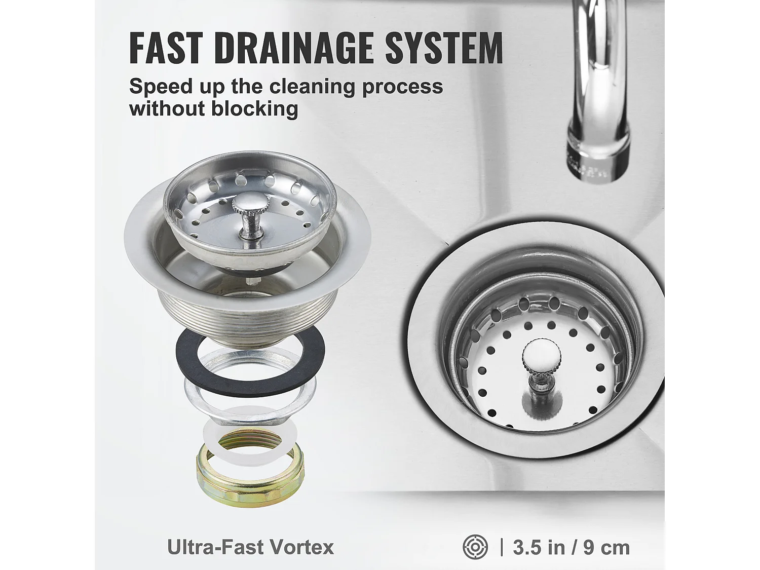 Zlew Gospodarczy, SucceBuy 53.3x104.1CM 1 Komora Zlew Gospodarczy i Przygotowawczy ze Stalowym Panelem Tylnym
