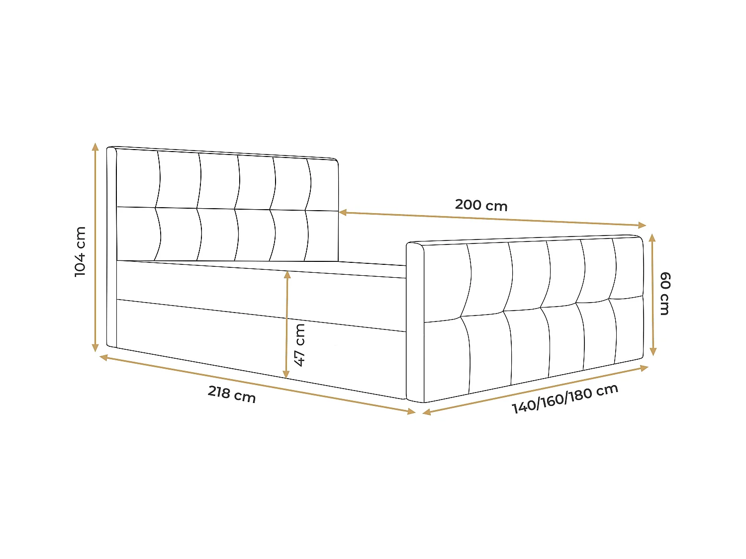 AX LIVING Boxspringbett 160x200 mit Bettkasten Settlio in Creme Stil