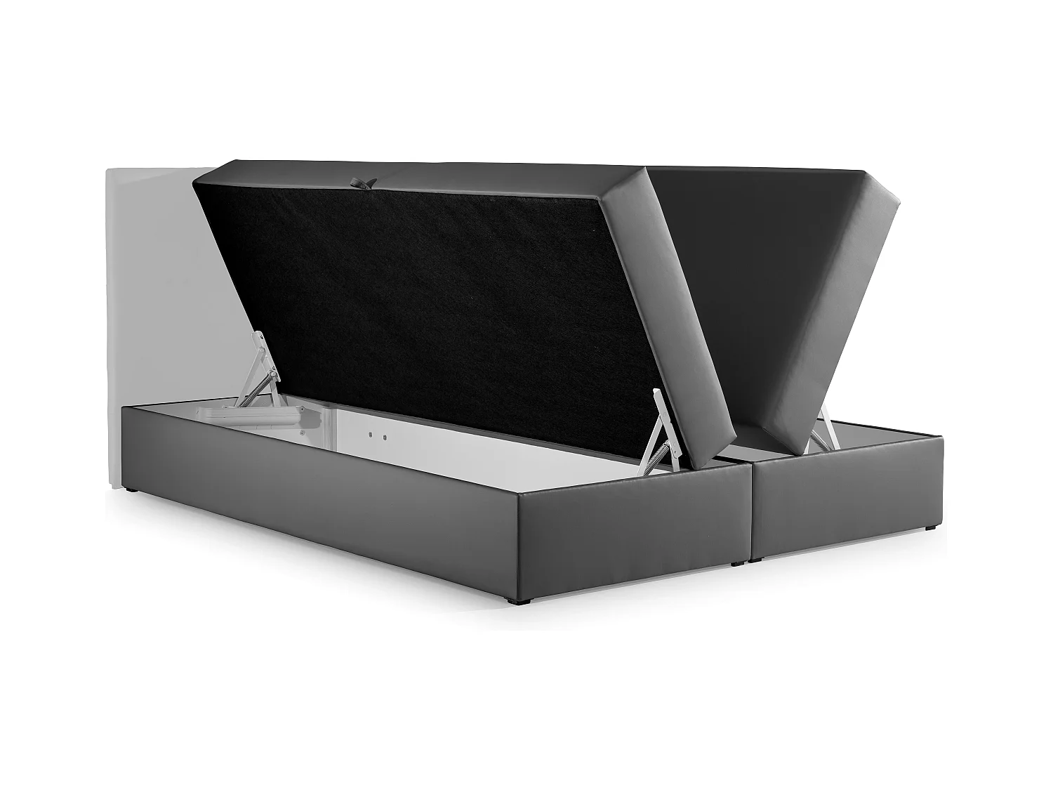 AX LIVING Boxspringbett 140x200 mit Bettkasten Vendio in Hellgrau