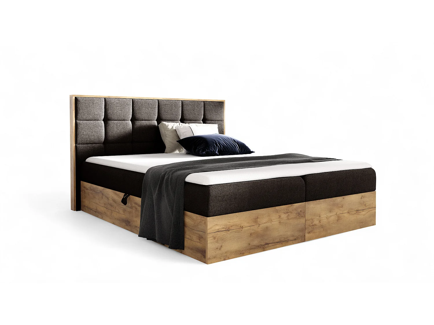 AX LIVING Boxspringbett 180x200 mit Bettkasten Vendio in Braun