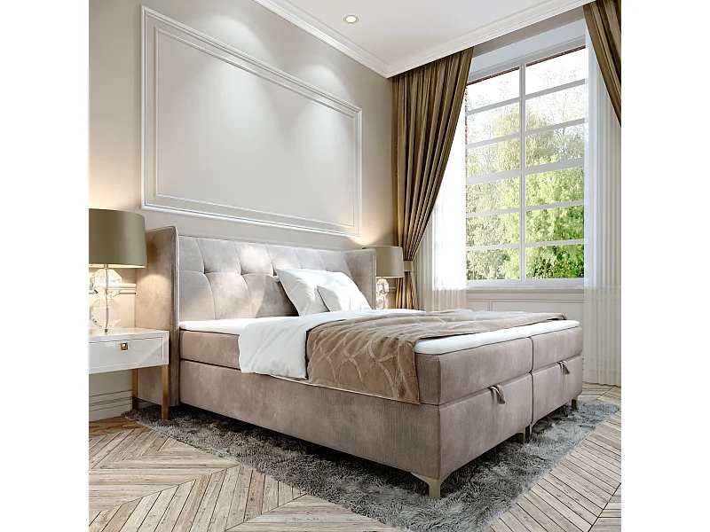 AX LIVING Boxspringbett 160x200 mit Bettkasten Salvio in Creme