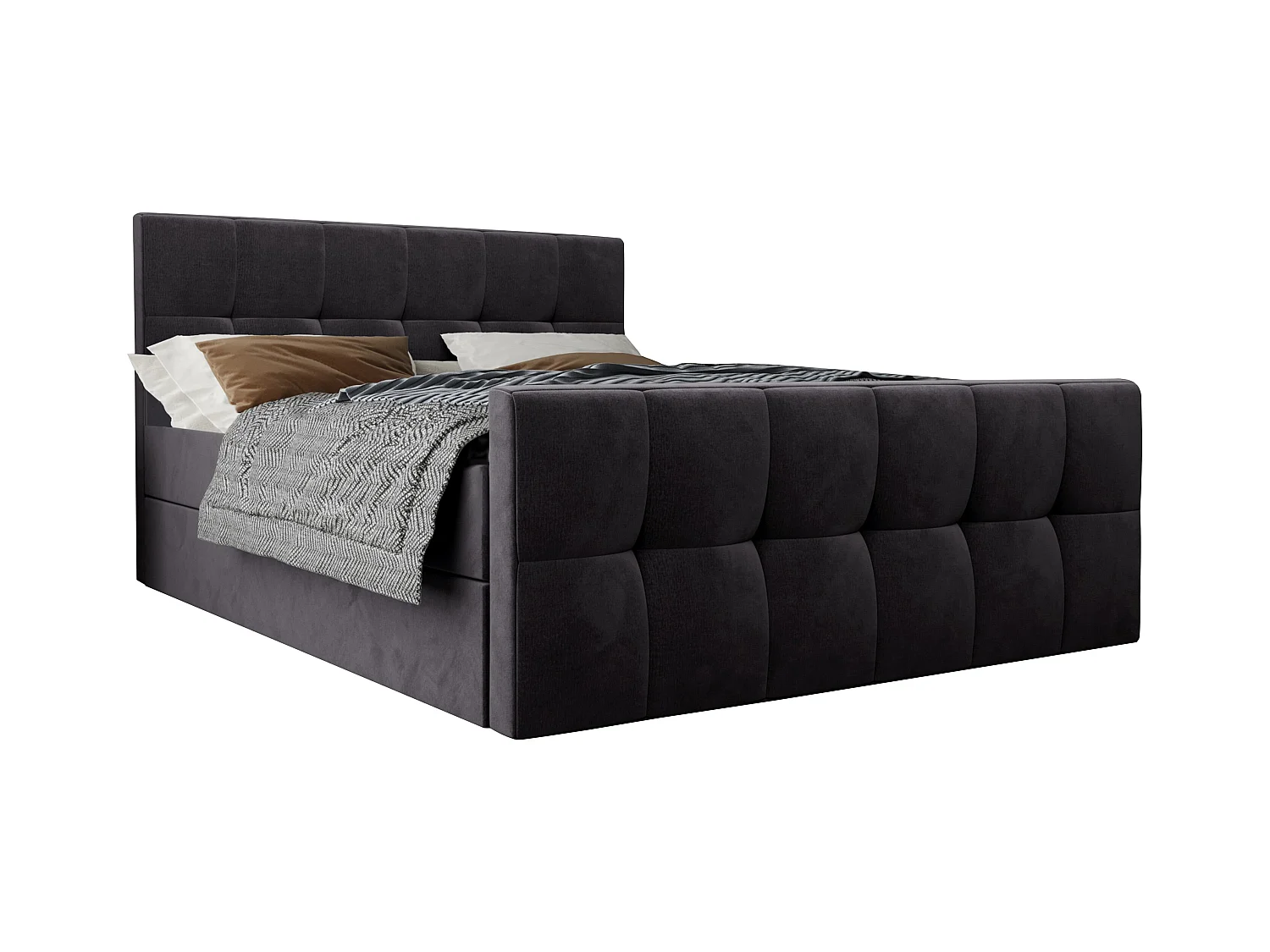 AX LIVING Boxspringbett 180x200 mit Bettkasten Settlio in Grau Stil