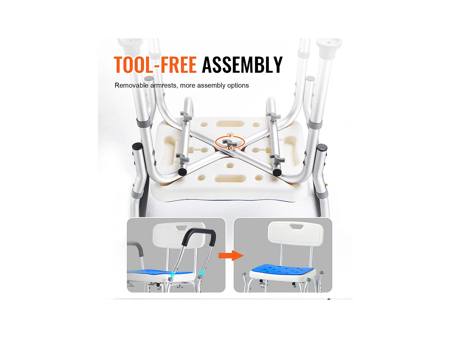 Chaise de Douche SucceBuy Chaise de Douche Robuste de 400 lb avec Hauteur Réglable, Surface Antidérapante, Idéale pour la Baignoire et la Douche